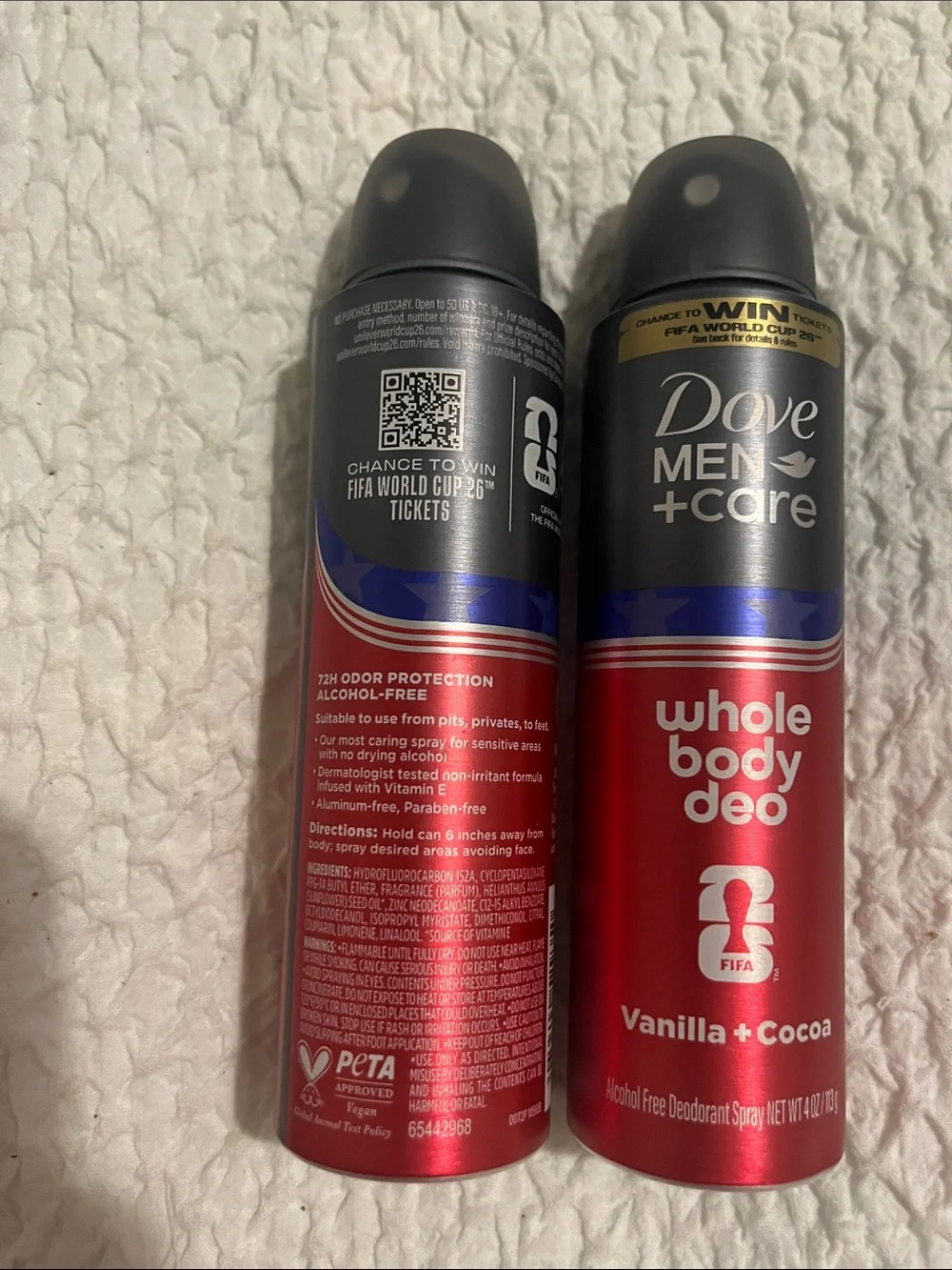 NWT Dove Men Whole Body Spray Deodorant Vanilla and Cocoa